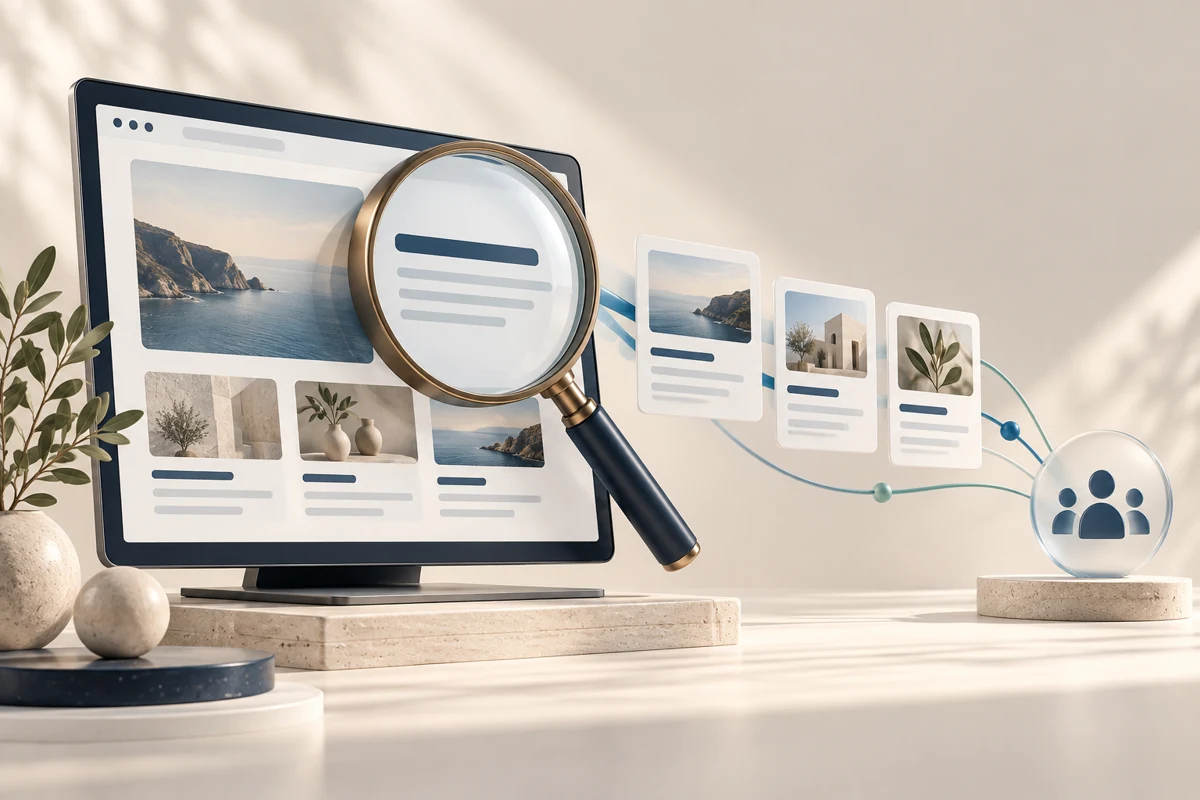 Generated illustration of website content and search optimisation